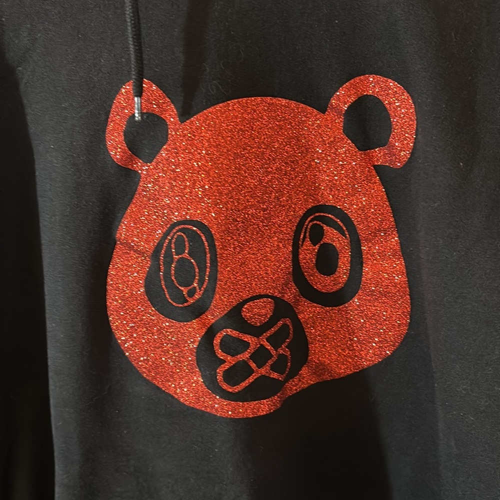 Sun Tees Black Hoodie with Red Glitter Bear - Picture 2 of 5